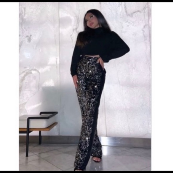 NEW $169 Zara Silver Black Sequin Dress Pants Limited Edition 2674/100 XS Small - Picture 2 of 16